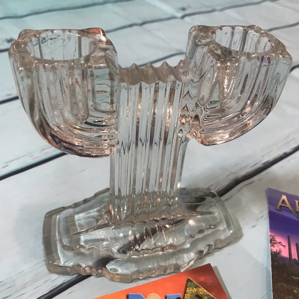 Glass Cactus Candle Holder